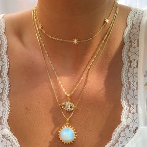 18k Gold Evil Eye Dold Layering Necklace